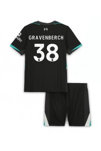 Liverpool Ryan Gravenberch #38 Jalkapallovaatteet Lasten Vieraspeliasu 2024-25 Lyhythihainen (+ Lyhyet housut)